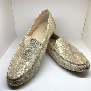 Cole Haan metallic snake skin texture moccasin
